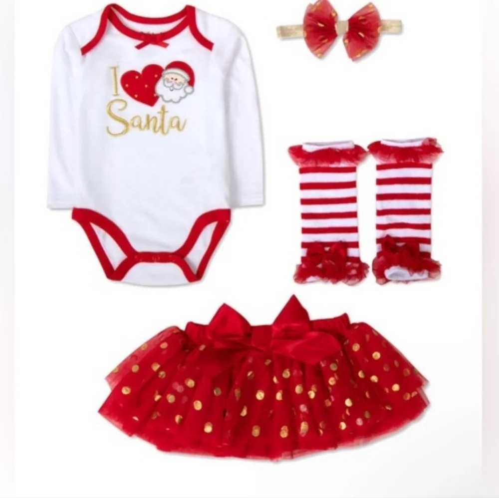 Baby Essentials Matching I Love Santa Christmas Set Size 6 Months